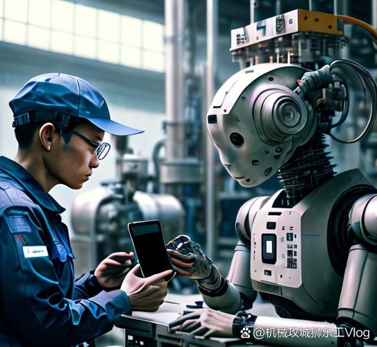 我写的内容是:一家高科技工厂内,一台自动化设备在装配手机,旁边的两